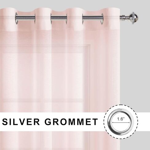 JIUZHEN White Sheer Curtains 84 Inches Long - Grommet Semi Transparent Light Filtering Window Drapes for Bedroom Living Room, 52Wx 84L, Set of 2 with Tiebacks in Kuwait