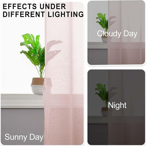 JIUZHEN White Sheer Curtains 84 Inches Long - Grommet Semi Transparent Light Filtering Window Drapes for Bedroom Living Room, 52Wx 84L, Set of 2 with Tiebacks in Kuwait