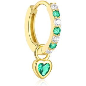 COCHARM 925 Sterling Silver Cartilage Hoop Earrings 20g Gold Huggie Hoop Earrings Heart Dangle Cartilage Earrings Helix Tragus Piercing Jewelry for Women Men