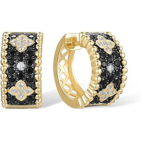 Santuzza 925 Sterling Silver Gemstone Openwork White Cubic Zirconia Hoop Earrings for Women