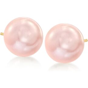 Ross-Simons 10-11mm Pink Cultured Pearl Stud Earrings in 14kt Yellow Gold