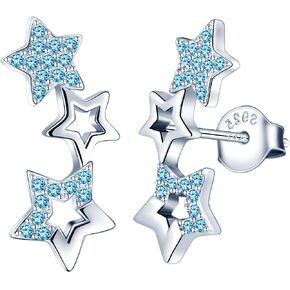 Stylish S925 Sterling Silver Stud Earrings Cubic Zirconia Stars Ear Crawlers for Women in Kuwait