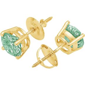 2.94cttw Brilliant Round Cut Solitaire Natural VVS1 Genuine Swiss Blue Topaz Gemstone Unisex Pair of Designer Stud Earrings Solid 18k Yellow Gold Screw Back