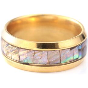 Giwotu Titanium Colorful Natural Abalone Shell Inlay Stainless Steel Ring for Women Men Mother of Pearl Sea Rippled Wedding Promise Couples Engagement Bands Party Confession Friendship Casual Match