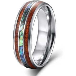Giwotu Titanium Colorful Natural Abalone Shell Inlay Stainless Steel Ring for Women Men Mother of Pearl Sea Rippled Wedding Promise Couples Engagement Bands Party Confession Friendship Casual Match in Kuwait