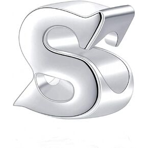 925 Sterling Silver Letter Initial A-Z Alphabet Charm Bead Fits Pandora Charms Bracelet,Necklace Jewelry Gift for Valentine's Day