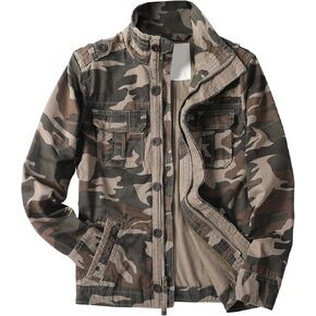 Alessia Cara Men's Cotton Casual Full Zip Lightweight Jacket Military Cargo Outwear Coat