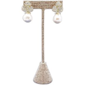TheDisplayGuys - 4-3/4" T-Bar Jewelry Display Tower - Beige Linen - Earrings Holder/Bracelet Stand (Single)