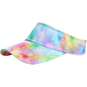 Marrywindix 1 Piece of Tie Dye Colorful Sport Wear Athletic Visor Sun Sports Visor Hat Visor Adjustable Cap for Women and Men (Style 2)