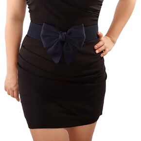 Women Big Bowknot Waist Belt Wide Elastic Cinch Belt Solid Color Vintage Waistband Cute Dress Belt Accessory