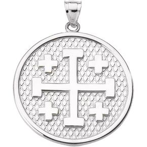 Religious Jewelry by FDJ Engravable Jerusalem Cross Pendant in Sterling Silver
