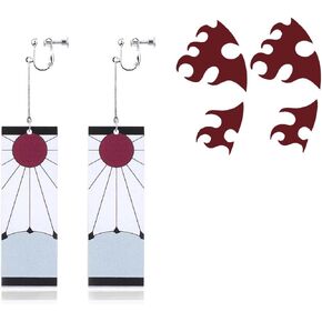 Ealipoi Kamado Tanjirou Tatto Anime Demon Cosplay Earrings with Tatto 2PCS