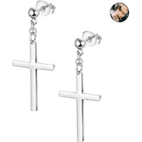 Sllaiss 925 فضة الصليب استرخى أقراط للرجال النساء للجنسين الفضة الصليب قرط متدلي أقراط كول إسقاط مجوهرات المسيحية in Kuwait