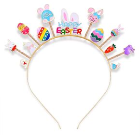 NVENF Easter Headband for Women Girls Cute Bunny Hairband Rhinestone Rabbit Head Bopper Crystal Easter Headwear