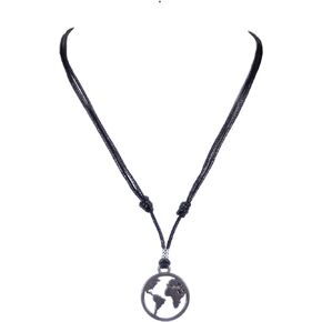 BlueRica Planet Earth Pendant on Adjustable Cord Necklace