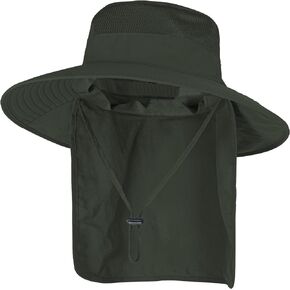Sun Hats for Men Women Fishing Hat UPF 50+ Breathable Wide Brim Bucket Hats Summer UV Protection Safari Hat with Neck Flap