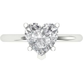 2.0 Ct Brilliant Heart Cut Clear Simulated Diamond 14K White Gold Solitaire Engagement Promise Bridal Anniversary Ring