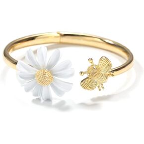 Flower Bracelet, Daisy Bracelet, Gold Bracelet, Flower and Bee, Daisy and Bee, TBVS Design House