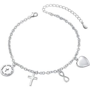 S925 Sterling Silver Jewelry Cross Adjustable Bracelet Link 7 to 9 inches