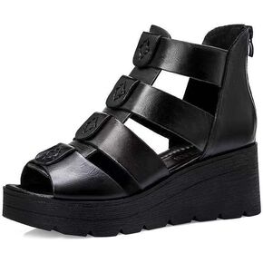 Duberess Women's Casual Comfort Real Leather Wedged Sandals Ladies Summer Shoes