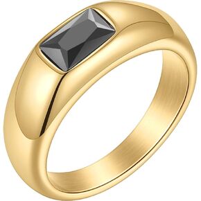 EF ENFASHION Colorful Stone Ring Stainless Steel Gold Plated Zirconia Crystal Eye Finger Rings for Women Size US 6/7/8