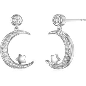 Moissanite Diamond Stud Earrings for Women, 18K White Gold Plated Silver Heart/Cross/Star/Celtic Knot Stud Earrings Anniversary Birthday Christmas Jewelry Gifts for Her Wife Girlfriend