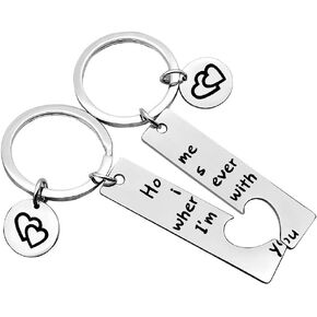 Nekoki Couple keychain Home Keychain Home is Wherever I’m with You Keychain Set for Wife Husband Girlfriend Boyfriend Christmas Birthday Valentines Day Gifts