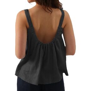 Amazhiyu Womens Pure Linen Square Neck Sleeveless Tank Tops for Casual Summer in Saudi Arabia