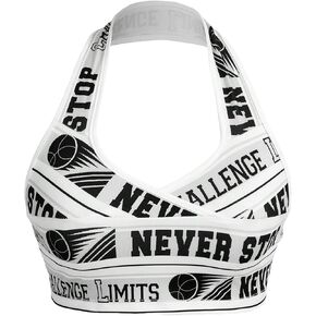 Floerns Women's Letter Print Sleeveless Halter Neck Streetwear Crop Tank Top