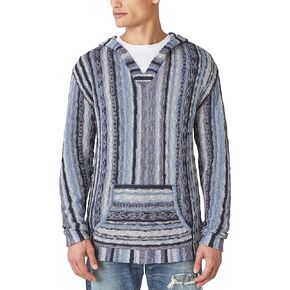 Lucky Brand Men's Loop Terry Vertical Stripe Baja Hoodie, Multi