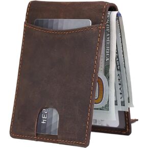 محفظة KissTies للرجال بجيب أمامي من جلد الغني بجيب أمامي RFID كتلة نقود ، بني فاتح in Kuwait