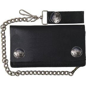 Hot Leathers (WLA2001 Black, 6" Buffalo Nickel Bi-Fold Wallet