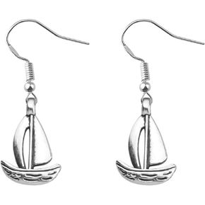 LQRI Sailboat Earrings Nautical Themed Sailboat Pendant Dangle Earrings Nautical Gifts Captain Gifts Sailor Gifts Sailing Beach Gift