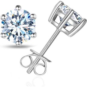 925 Sterling Silver 2CT Moissanite Stud Earrings for Men, D Color VVS1 Moissanite Diamond Earrings for Women Hypoallergenic Perfect Jewery Gifts