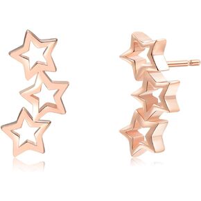 18K Gold Plated Sterling Silver Three Shooting Star Stud Earrings