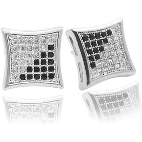 Hip Hop Gold Silver 11mm Square CZ Stud Earring of Mens Boy Aretes Para Hombre
