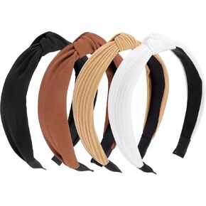 عصابة رأس معقودة للنساء، 4 قطع من عصابات الرأس غير قابلة للانزلاق للنساء، عصابات رأس لشعر المرأة، عصابة رأس عصرية سوداء محايدة، إكسسوارات للشعر للنساء والفتيات in Kuwait