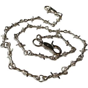 GALPADA Barbed Wire Necklace Punk Necklace Gothic Thorns Choker Necklace Long Necklace Pants Chain Clothes Accessory Silver