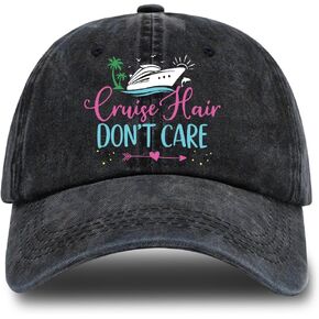 rofiowa Cruise Hair Don't Care Adjustable Vintage Washed Cotton Baseball Cap, Funny Retro Trucker Hat Outdoor Accessories for Men Dad Husband Papa Crewman, Birthday Father's Day Valentine's Day Gift