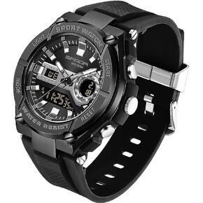 FORSINING Watch for Men, Waterproof Military Digital Analog Watches, Sports Outdoor Wrist Watch Date Multi Function Tactics LED Alarm Stopwatch