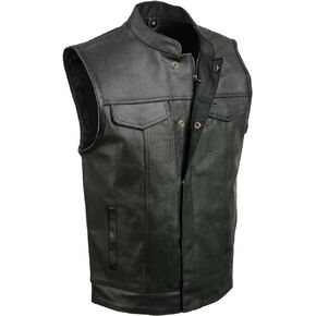 EVENT LEATHER Men's Open Neck Snap/Zip Front Club Style Vest (,)