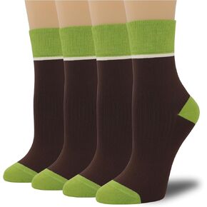 Women's Combed Cotton Crew Socks - Colorblock Stripes Fashion Ultra-Soft Cute Comfortable Casual Vintage Socks 4 Pairs