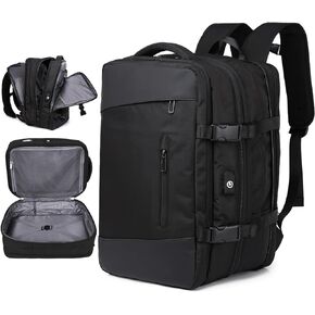 Waterproof Travel Backpack for Women Men, 44L Carry On Backpack with USB Charging Port, 17.3" Laptop Back Pack, Personal Item Bag for Airlines Approved, Business Bag Casual Daypack 1680D