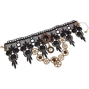 MIUNIKO Women Party Gothic Steampunk Gear Collar Choker Necklace Party Accessories