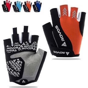 ROVOS Women's Cycling Gloves Biking Gloves Bicycle Gloves Padded Half Finger Mountain Bike Gloves Breathable Anti Slip Riding Sports Gloves