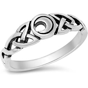 Sterling Silver Women's Celtic Moon Irish Ring Classic 925 Band 6mm Sizes 5-10