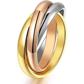 Stainless Steel Interlocked Rolling Ring Triple Band Stacking Cross Rings for Women Girls