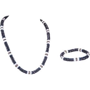 BlueRica Coconut Beads and Puka Shell Beads Necklace & Bracelet Set