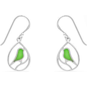 Boma Jewelry Sterling Silver Bird Teardrop Inlay Earrings