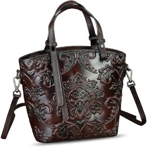 Genuine Leather Satchel for Women Purse Embossed Leather Top Handle Handbag Handmade Crossbody Handbags Tote Bag